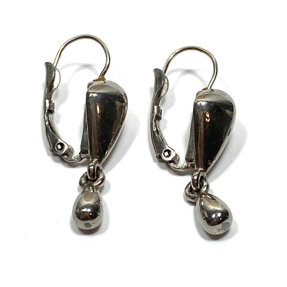 Monet Earrings Dangles Drops Silver Tone Vintage Marked Signed - Picture 5 of 13